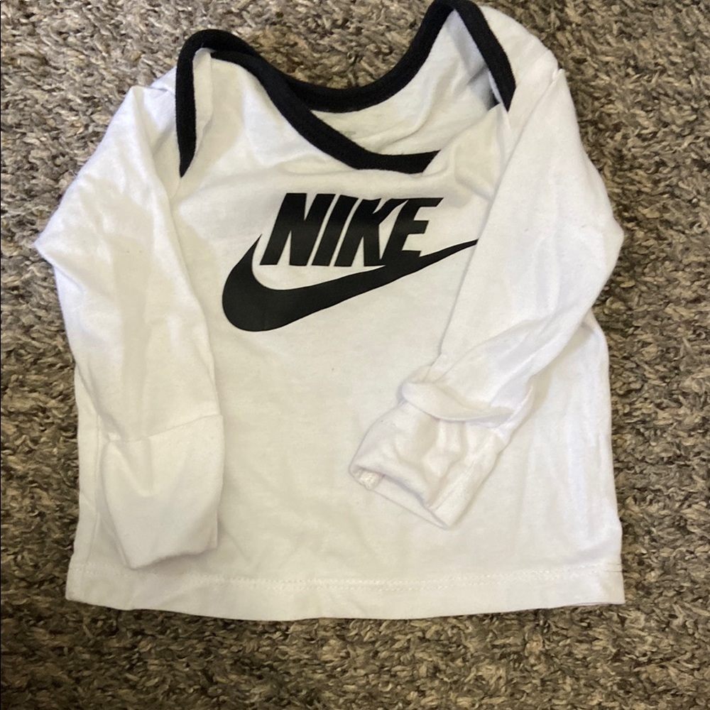 Nike Kids White and Black Logo Shirt